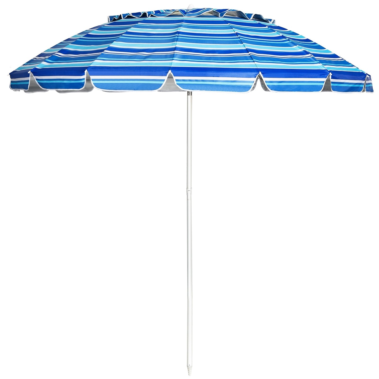 8FT Portable Beach Umbrella with Sand Anchor and Tilt Mechanism for Garden and Patio