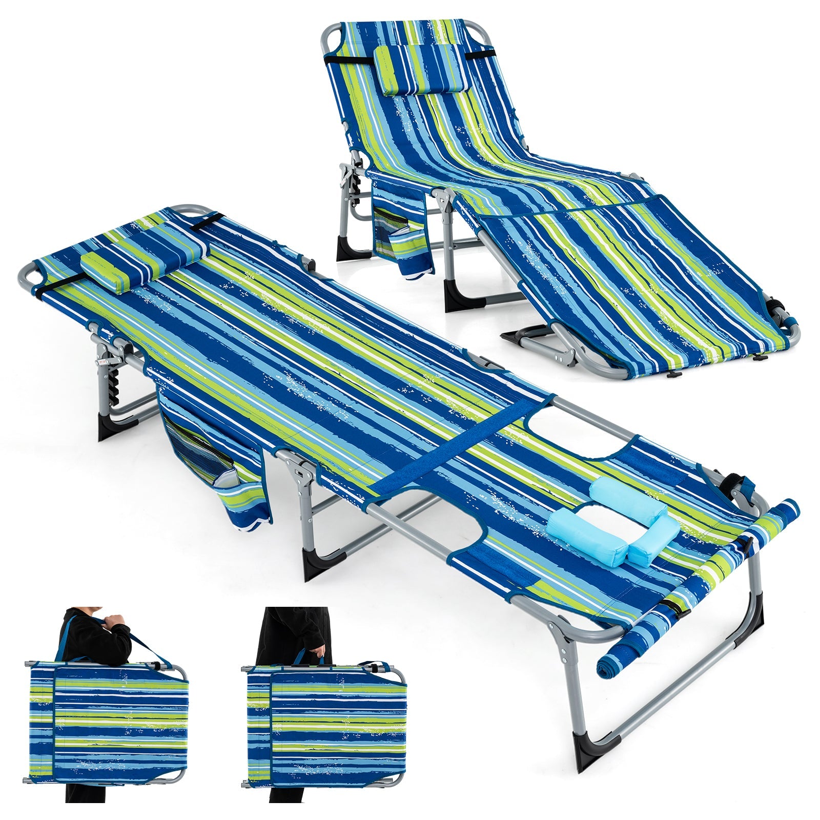 5-position Outdoor Folding Chaise Lounge Chair