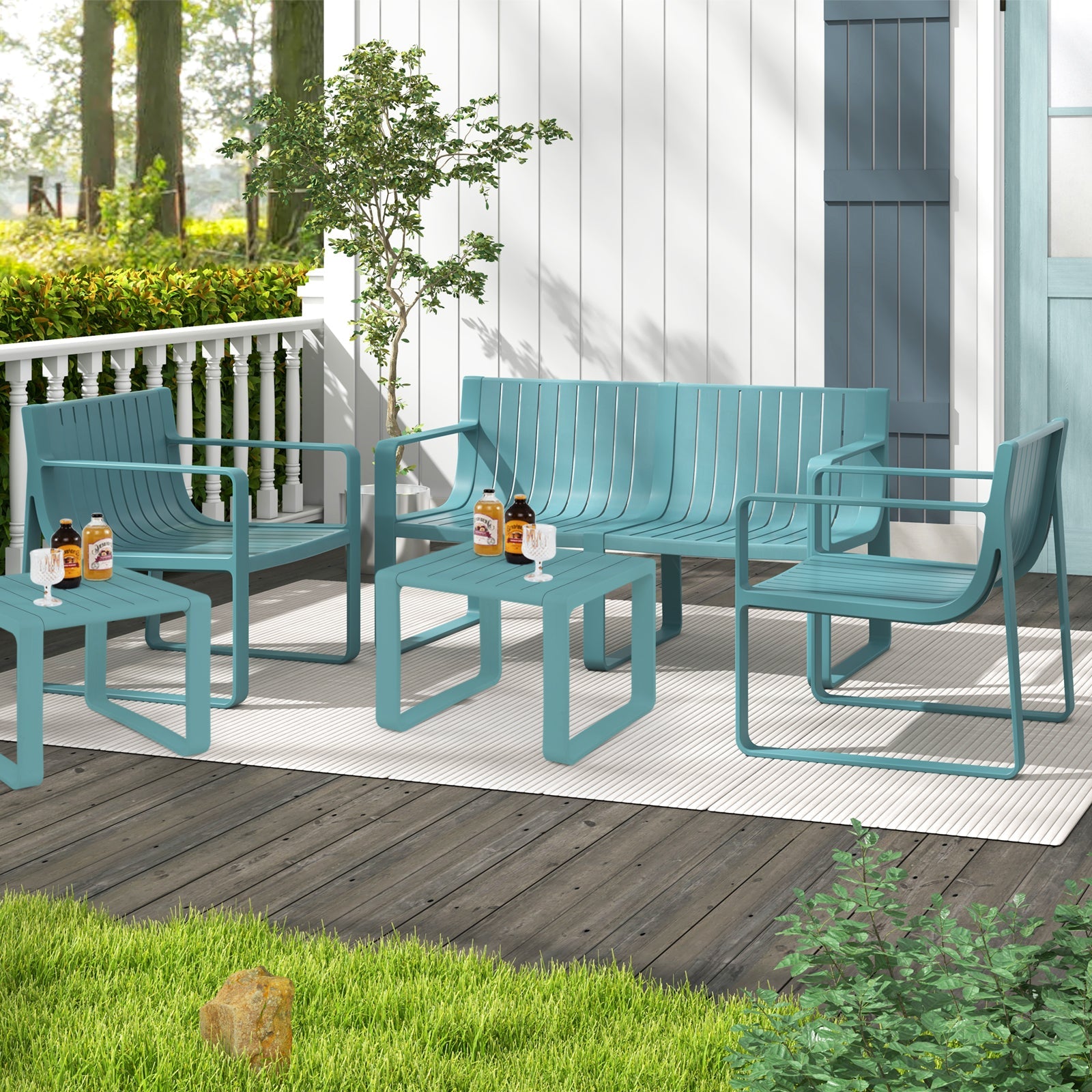Patio Chairs Set of 2 with Curved Backrests and Seats
