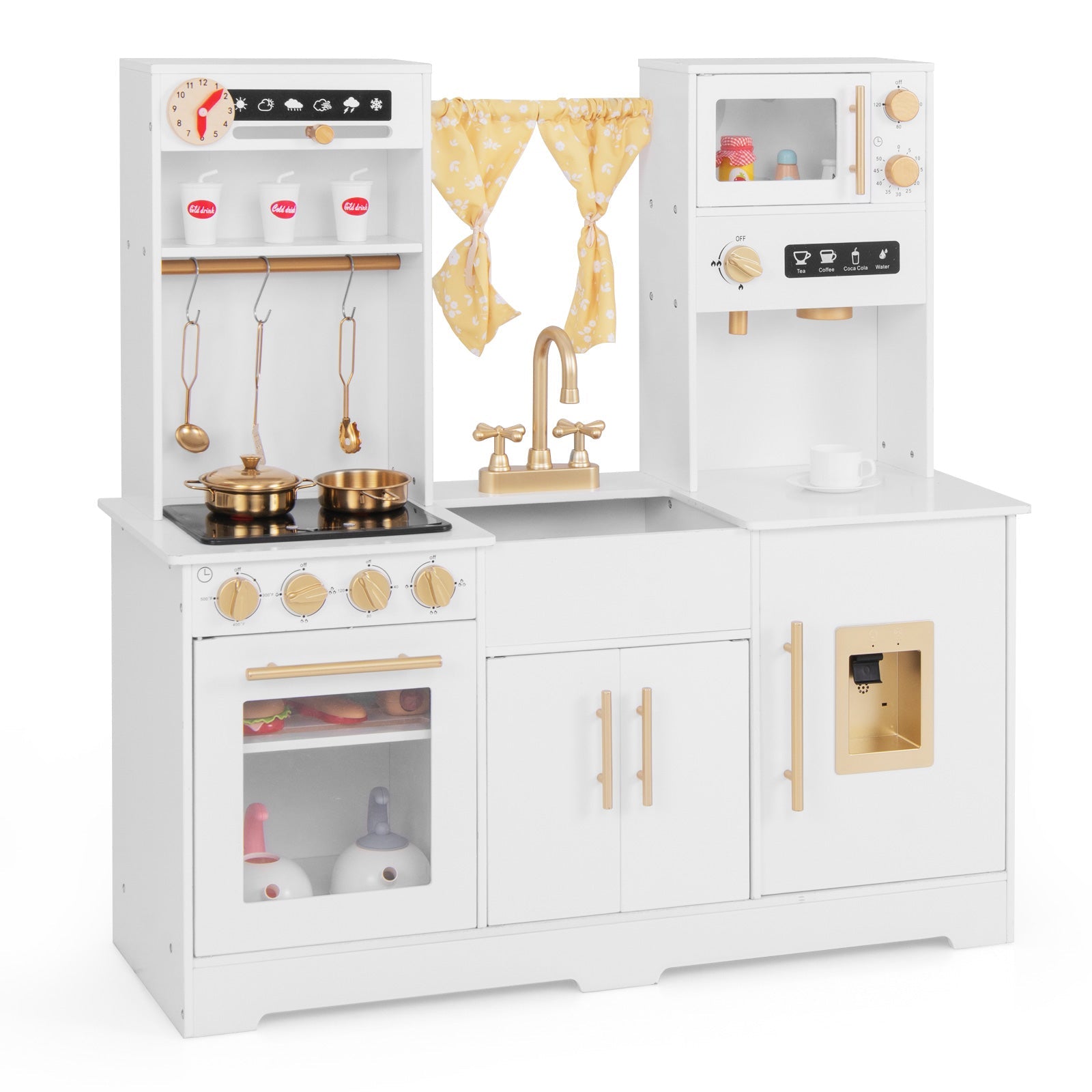 Pretend Play Kitchen for Kids with Coffee Maker-White