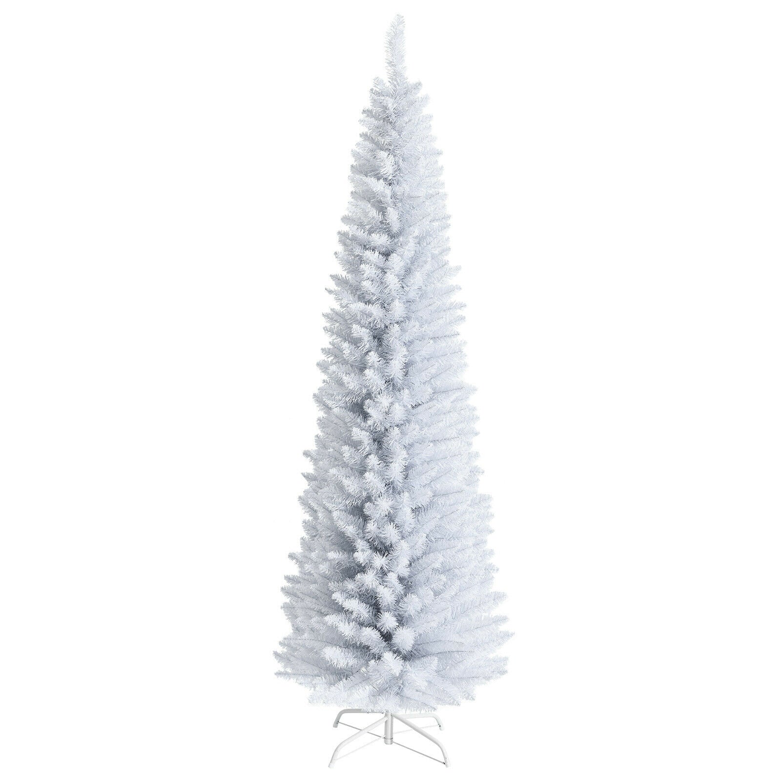 6 Feet Unlit Artificial Slim Pencil Christmas Tree with Metal Stand