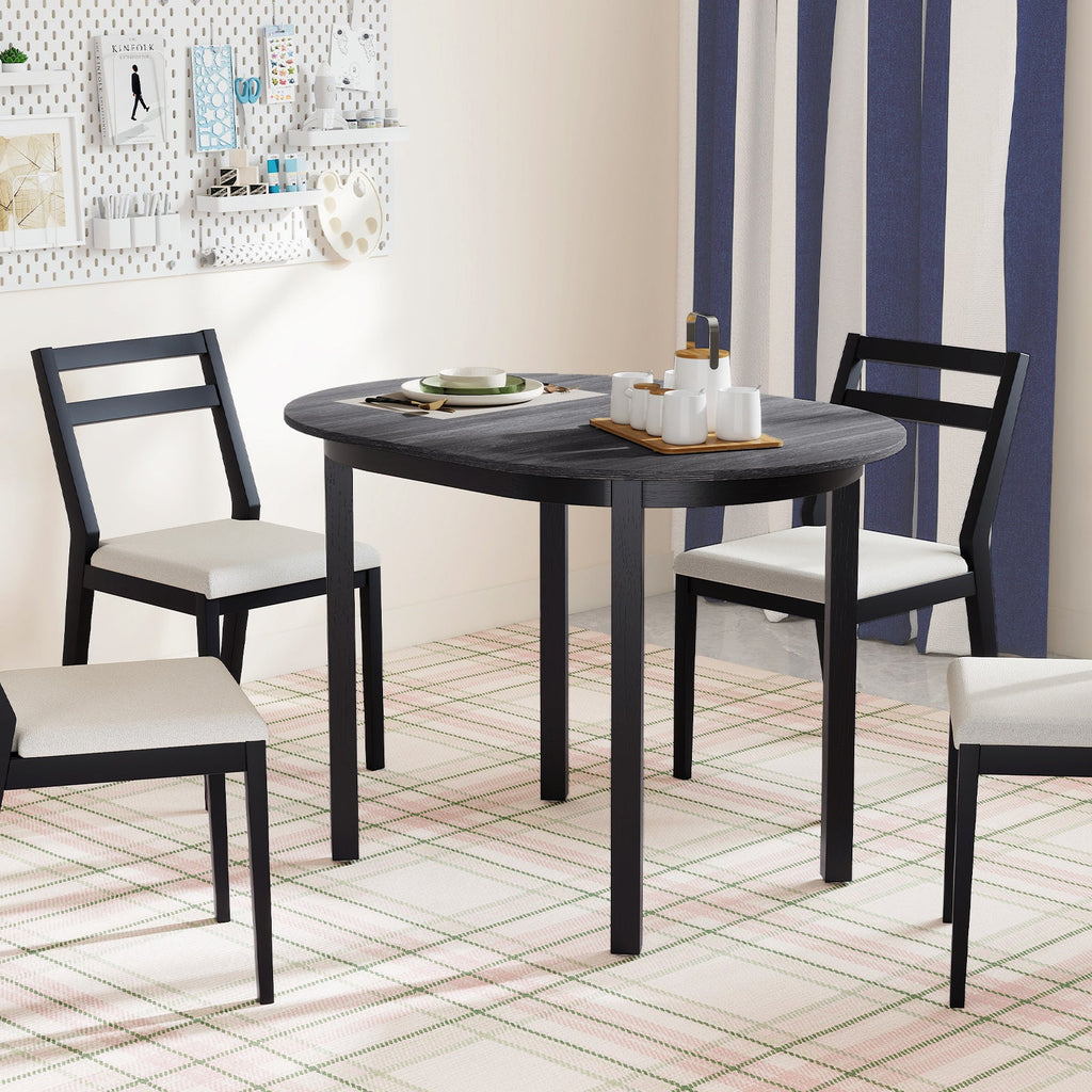 43 Inch Wooden Dining Table with Rubber Wood Legs for 2-4 People-Black