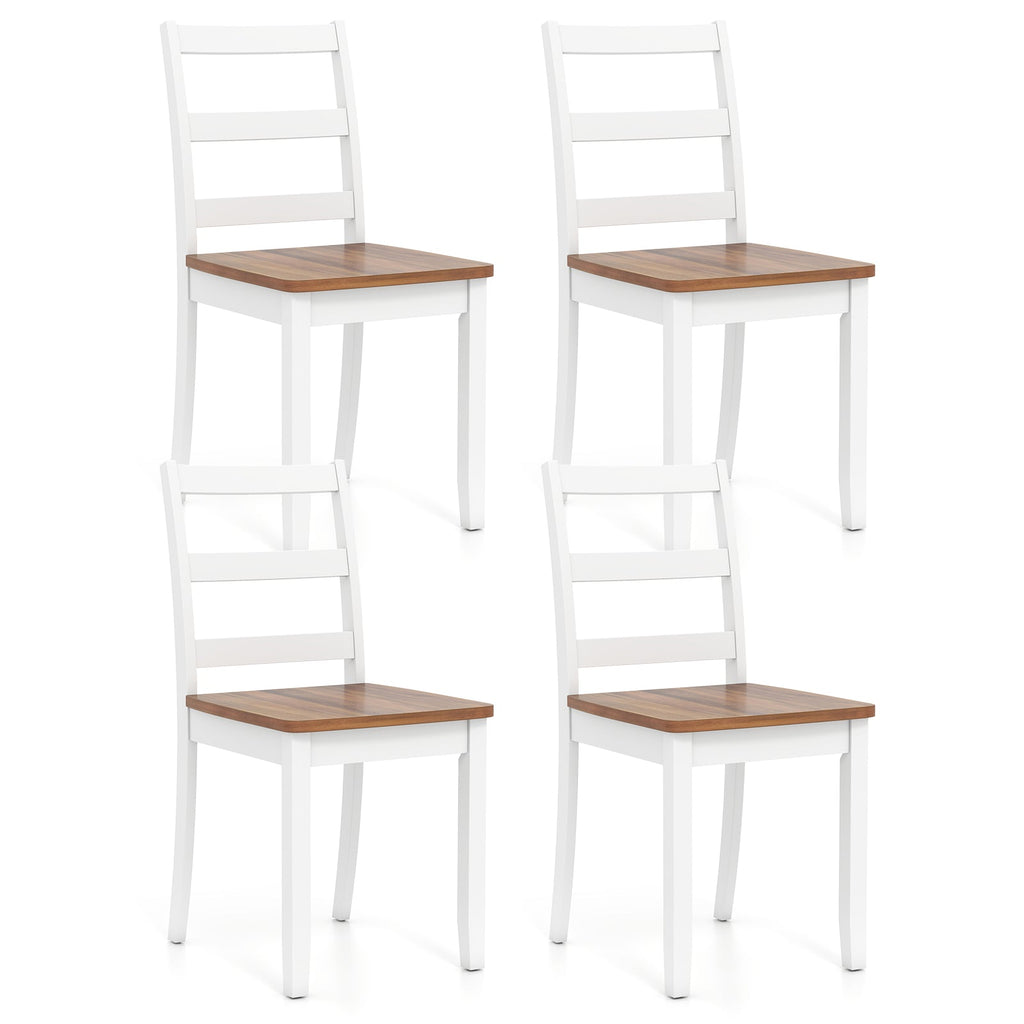 Set of 4 Wood Dining Chairs with Solid Rubber Wood Legs