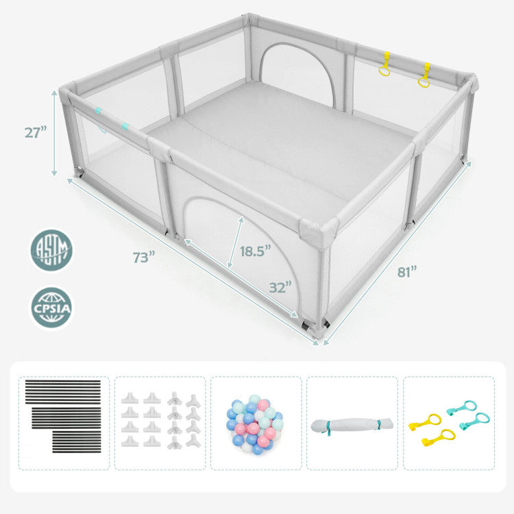 Wooden Baby Walker and Large Infant Playpen Bundle