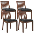 PU Leather Upholstered Dining Chair with Padded Seat Set of 4-Espresso