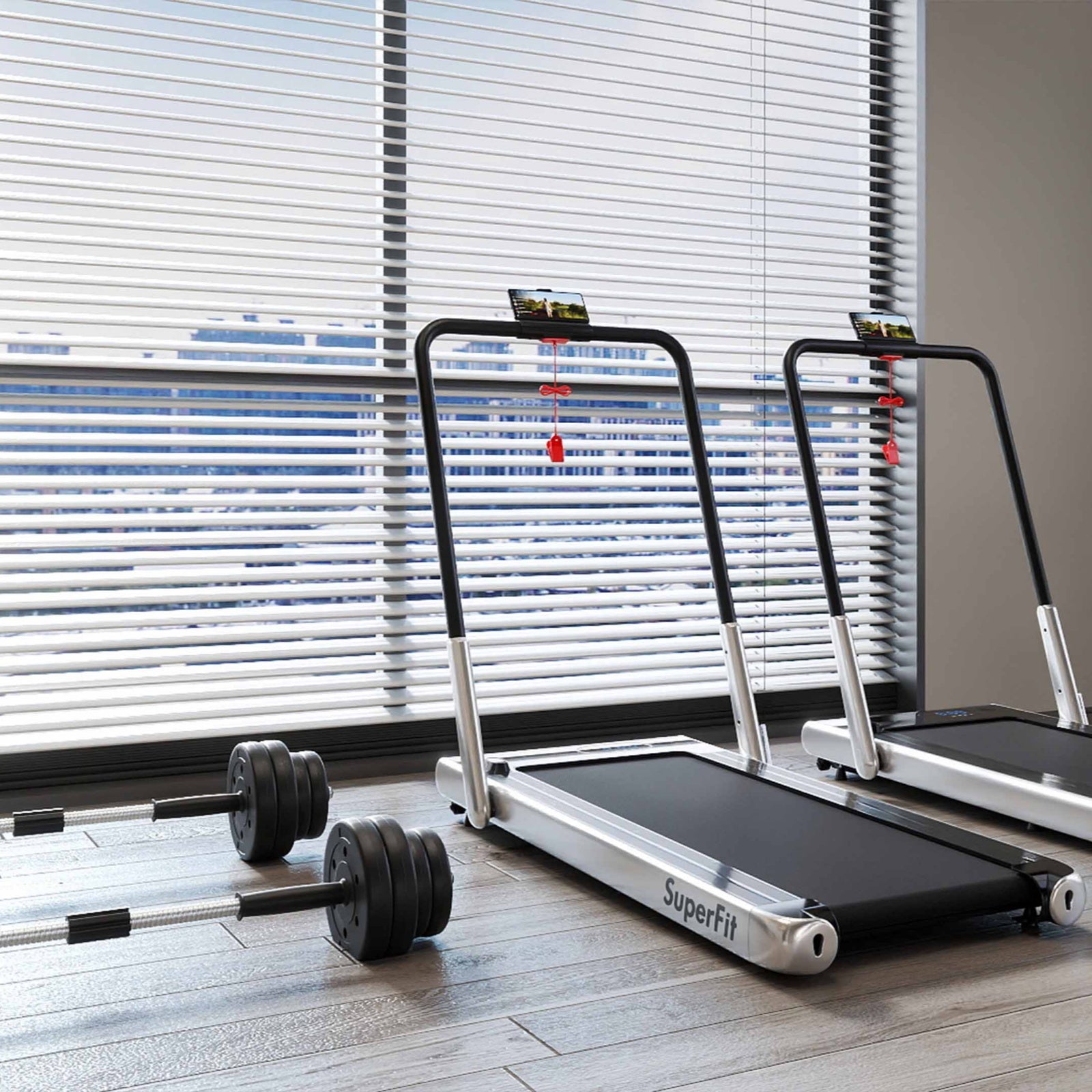 Fitness Room Set: Dumbbell Weight Set+3-in-1 3HP Folding Treadmill