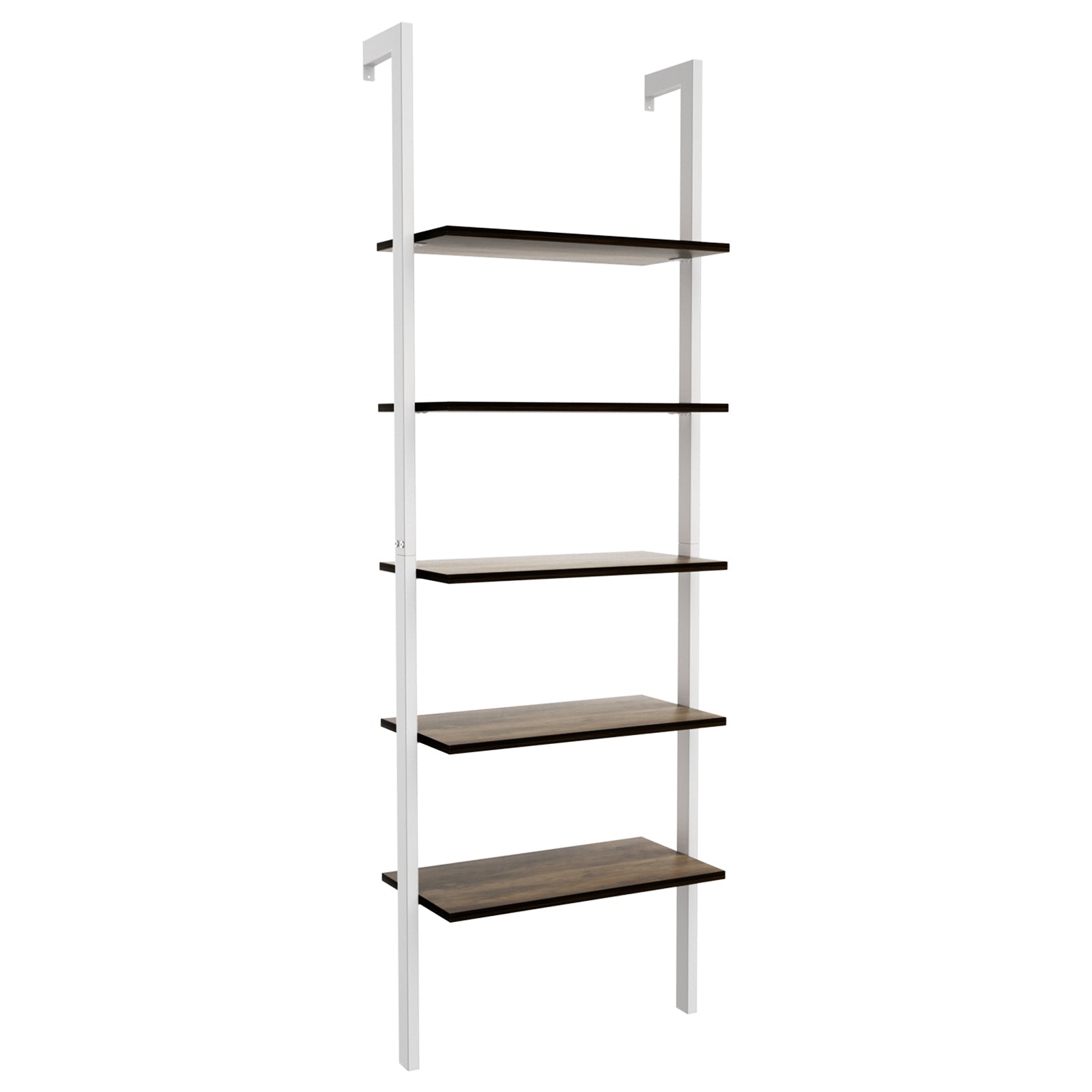 5-Tier Wood Look Ladder Shelf with Metal Frame for Home