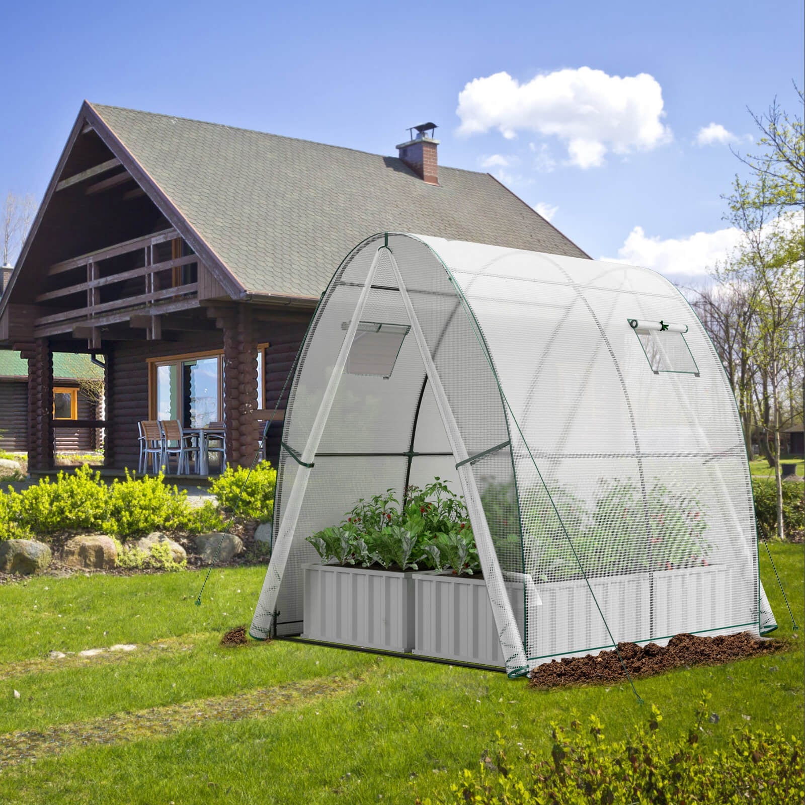 6 x 6 x 6.6 FT Outdoor Wall-in Tunnel Greenhouse
